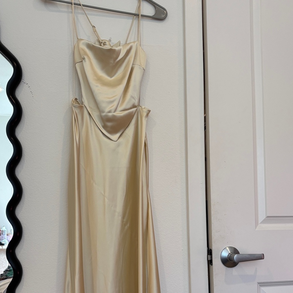 Zara Cream Backless Satin Dress